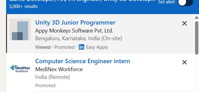 AR/VR Development (Unity) internship jobs in Thrissur