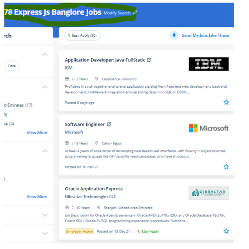 Express JS internship jobs in Thrissur
