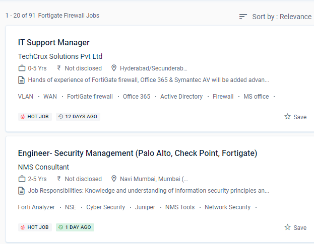 Fortinet Firewall internship jobs in Gurgaon
