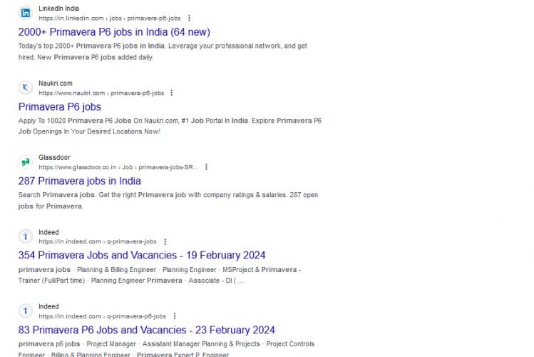 Primavera internship jobs in Gurgaon