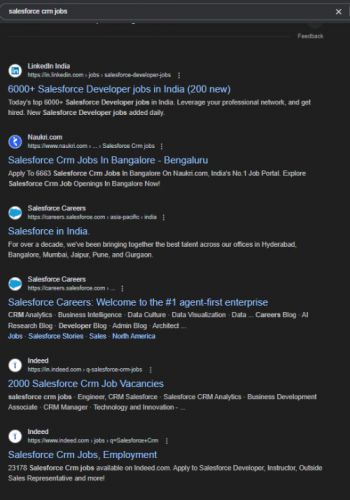 SalesForce internship jobs in Chennai
